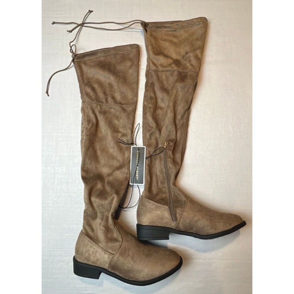Charles Albert Knee Boots Vegan Suede NWT $120